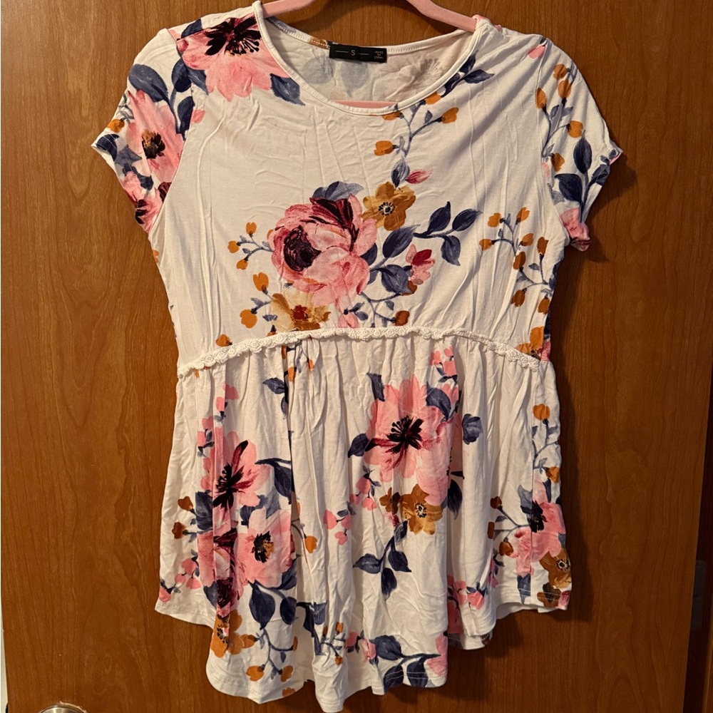 Floral Blossom Short Sleeve Women's Top